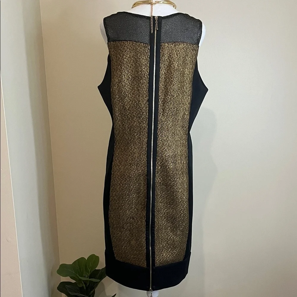 Women’s Chic Black and Gold Midi Dress Size 14 - Picture 4 of 5